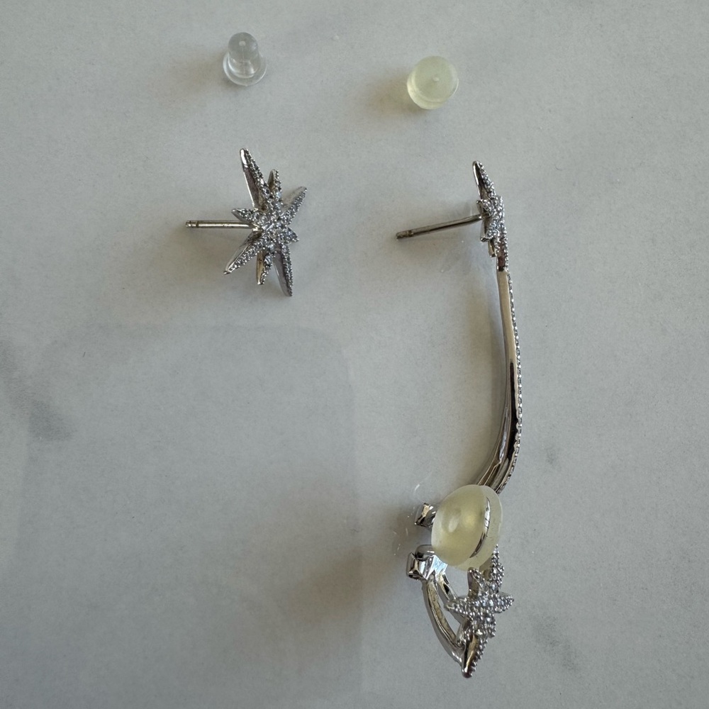 APM Asymmetrical Double Meteorites Earrings-Sterling Silver - Picture 5 of 8